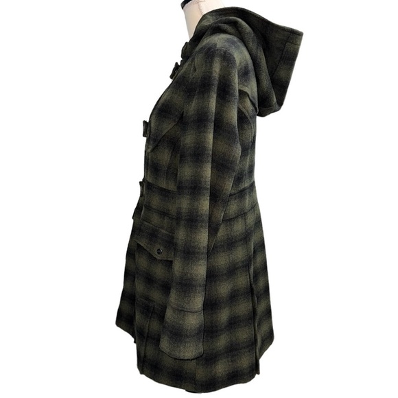 Steve Madden (EUC) Wool Blend Hooded Duffel Coat, Fully Lined Size Large - Picture 8 of 15